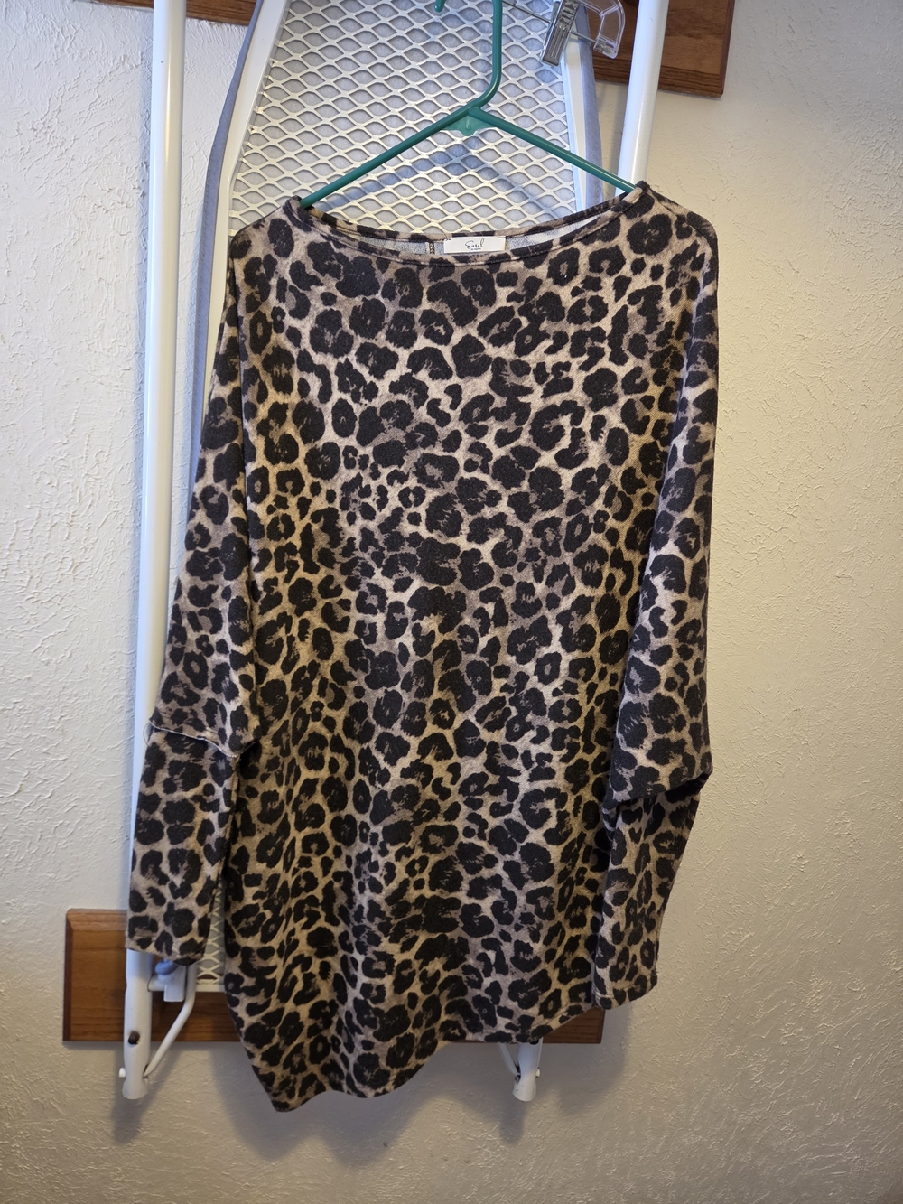 easel Leopard Print Tunic Top in Beige and Black